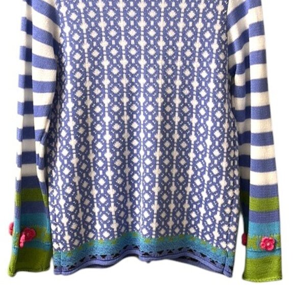 Misslook Light Blue Multi Pattern Button Down Knit Cardigan Sweater NWOT Small - Picture 8 of 10